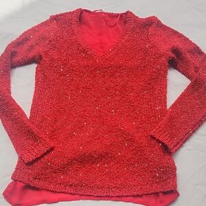 Apt. 9 Sparkling Red V-Neck Sweater